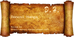 Dencsi Hanga névjegykártya